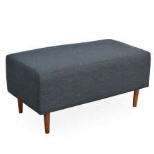 Puff Decorativo Sala de Estar Cléo W01 Pés Palito 90 cm Linho Chumbo - Lyam Decor