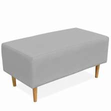 Puff Decorativo Sala de Estar Cléo W01 Pés Palito 90 cm Linho Cinza - Lyam Decor