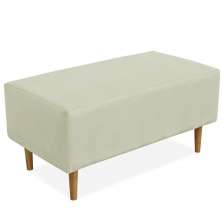Puff Decorativo Sala de Estar Cléo W01 Pés Palito 90 cm Suede Bege - Lyam Decor
