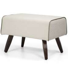 Puff Decorativo com Pés de Madeira Viseo D02 60 cm Linho Bege B-172 - Lyam Decor