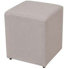 Puff Quadrado Decorativo L02 Sala de Estar Linho Bege - Lyam Decor