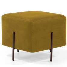 Puff Quadrado Decorativo Status 45x45 D02 Pés de Aço Veludo Mostarda C-279 - Lyam Decor