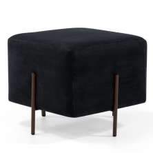 Puff Quadrado Decorativo Status 45x45 D02 Pés de Aço Veludo Preto C-300 - Lyam Decor