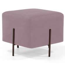 Puff Quadrado Decorativo Status 45x45 D02 Pés de Aço Veludo Rosê C-305 - Lyam Decor