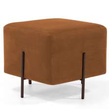 Puff Quadrado Decorativo Status 45x45 D02 Pés de Aço Veludo Telha C-262 - Lyam Decor
