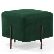 Puff Quadrado Decorativo Status 45x45 D02 Pés de Aço Veludo Verde Musgo C-303 - Lyam Decor
