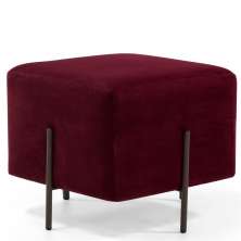 Puff Quadrado Decorativo Status D02 Pés de Aço Veludo Marsala C-278 - Lyam Decor