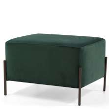 Puff Quadrado Decorativo Status D02 Pés de Aço Veludo Verde C-303 - Lyam Decor