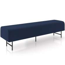 Puff Recamier Decorativo com Pés Industrial 140cm Novara P05 Veludo Azul Marinho - Lyam Decor
