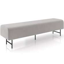 Puff Recamier Decorativo com Pés Industrial 140cm Novara P05 Veludo Cinza - Lyam Decor