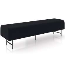 Puff Recamier Decorativo com Pés Industrial 140cm Novara P05 Veludo Preto - Lyam Decor