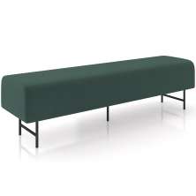 Puff Recamier Decorativo com Pés Industrial 160cm Novara P05 Veludo Verde Musgo - Lyam Decor