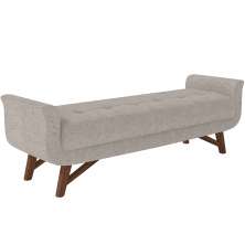 Puff Recamier Decorativo com Pés em Madeira 195 cm Itália P05 Linho Bege Claro - Lyam Decor