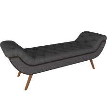 Puff Recamier Decorativo com Tachas 140 cm Santorini P05 Linho Cinza Escuro - Lyam Decor
