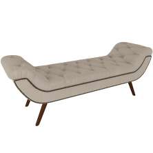 Puff Recamier Decorativo com Tachas 140 cm Santorini P05 Linho Creme - Lyam Decor