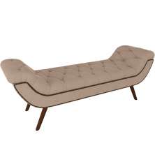 Puff Recamier Decorativo com Tachas 140 cm Santorini P05 Veludo Bege - Lyam Decor