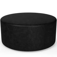 Puff Redondo Orgânico para Living 90cm Lola W01 Couríssimo Preto brilho - Lyam Decor