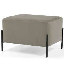 Puff Retangular Decorativo Status 60x45 D02 Pés de Aço Veludo Bege C-309 - Lyam Decor