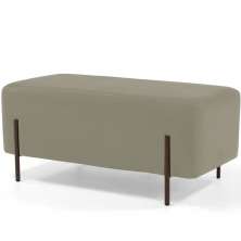 Puff Retangular Decorativo Status 90x45 D02 Pés de Aço Veludo Bege C-309 - Lyam Decor