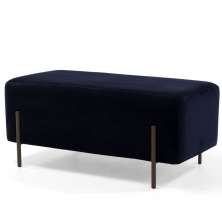 Puff Retangular Decorativo Status D02 Pés de Aço Veludo Azul Marinho C-287 - Lyam Decor