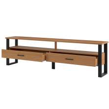 Rack Para Sala De Estar 02 Gavetas 01 Prateleira Olivy D03 220 Cm Freijó Preto Fosco - Lyam Decor