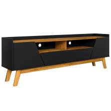 Rack Para Sala de Estar TV 70 Pol 180cm Morello B02 Preto Fosco Naturalle - Lyam Decor