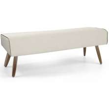 Recamier Decorativo com Pés de Madeira Viseo D02 120 cm Linho Bege B-172 - Lyam Decor