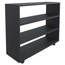Sapateira Multiuso Organizador Com 03 Prateleiras E Rodízio Pérola L03 Preto - Lyam Decor