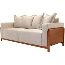 Sofá 03 Lugares Para Sala De Estar 198 cm Khali B04 Linho Bege Couríssimo Whisky - Lyam