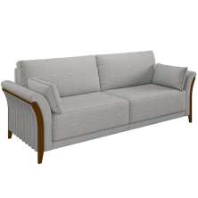 Sofá 03 Lugares Para Sala De Estar Pés Em Madeira 222 cm Stefan M03 Linho Cinza - Lyam Decor