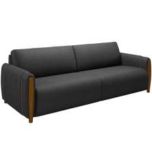 Sofá 03 Lugares Para Sala De Estar Pés Em Madeira 223 cm Flora M03 Couríssimo Preto - Lyam Decor