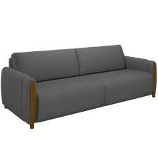 Sofá 03 Lugares Para Sala De Estar Pés Em Madeira 223 cm Flora M03 Linho Chumbo - Lyam Decor
