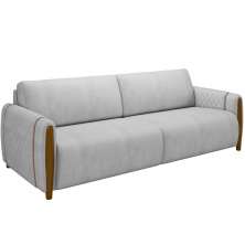 Sofá 03 Lugares Para Sala De Estar Pés Em Madeira 223 cm Flora M03 Veludo Cinza - Lyam Decor