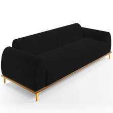 Sofá 03 Lugares Para Sala de Estar Kiev 210 cm D02 Veludo Preto C-300 - Lyam Decor