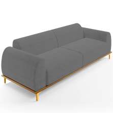 Sofá 04 Lugares Para Sala de Estar Kiev 260 cm D02 Veludo Cinza C-317 - Lyam Decor