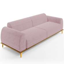 Sofá 04 Lugares Para Sala de Estar Kiev 260 cm D02 Veludo Rosê C-305 - Lyam Decor