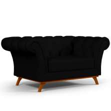 Sofá 2 Lugares Para Sala de Estar Império 150 cm D02 Veludo Preto C-300 - Lyam Decor