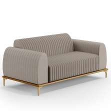 Sofá 2 Lugares Para Sala de Estar Molino 150 cm D02 Pés D'Ouro Linho B...