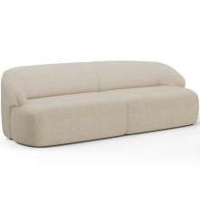 Sofá 3 Lugares Curvo Orgânico Para Sala Living 250cm Barolo L06 Linho Bege Escuro - Lyam Decor