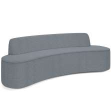 Sofá 3 Lugares Curvo Sala de Estar Living Cancún D02 Bouclê Cinza Escuro 180 cm B-64 - Lyam Decor