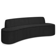 Sofá 3 Lugares Curvo Sala de Estar Living Cancún D02 Bouclê Preto 180 cm B-57 - Lyam Decor