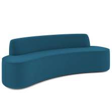 Sofá 3 Lugares Curvo Sala de Estar Living Cancún D02 Veludo Azul Turquesa 180 cm C-170 - Lyam Decor