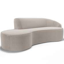 Sofá 3 Lugares Curvo Sala de Estar Living Firenze Direito D02 Bouclê Creme 210 cm B-54 - Lyam