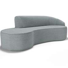 Sofá 3 Lugares Curvo Sala de Estar Living Firenze Direito D02 Linho Cinza 180 cm D-474 - Lyam