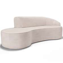 Sofá 3 Lugares Curvo Sala de Estar Living Firenze Direito D02 Linho Cru 180 cm D-461 - Lyam
