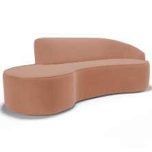 Sofá 3 Lugares Curvo Sala de Estar Living Firenze Direito D02 Veludo Marrom Canela 210 cm C-276 - Lyam