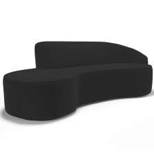 Sofá 3 Lugares Curvo Sala de Estar Living Firenze Direito D02 Veludo Preto 210 cm C-300 - Lyam
