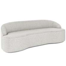 Sofá 3 Lugares Curvo Sala de Estar Living Lótus D02 Bouclê Creme 180 cm B-54 - Lyam Decor