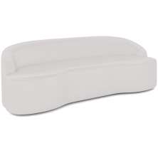 Sofá 3 Lugares Curvo Sala de Estar Living Lótus D02 Corino Branco 210 cm C-12 - Lyam