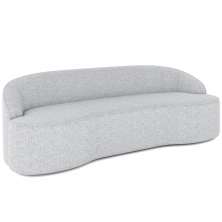 Sofá 3 Lugares Curvo Sala de Estar Living Lótus D02 Linho Cinza 210 cm D-315 - Lyam Decor